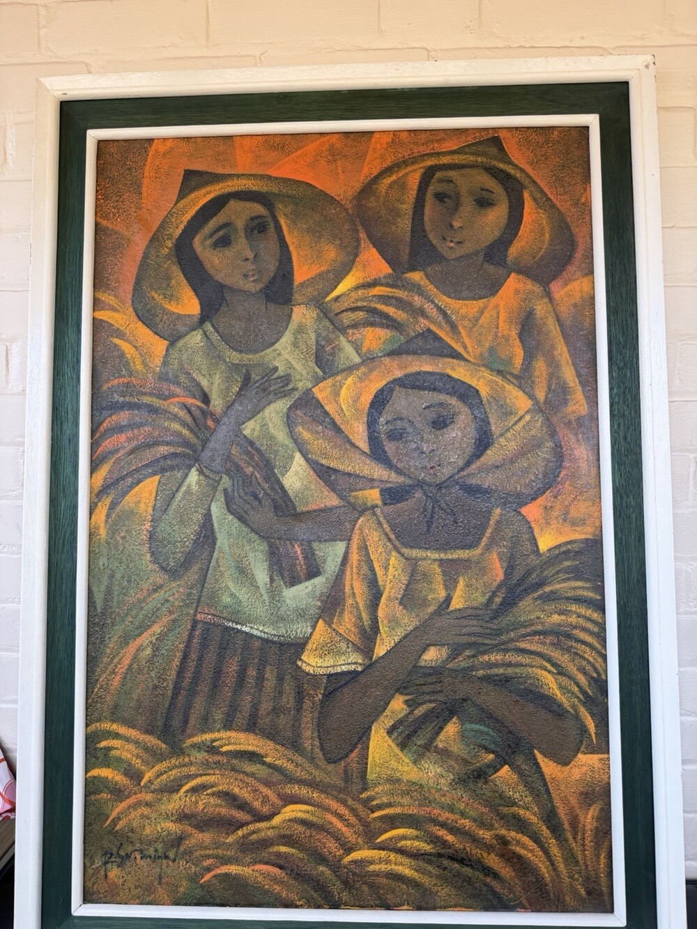 Roger San Miguel Original Oil on Canvas - Filipino Harvest Scene - Signed